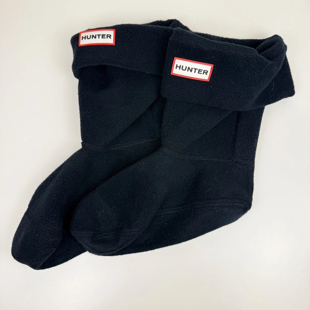 Hunter Black Fleece Boot Socks with Red Logo Trim